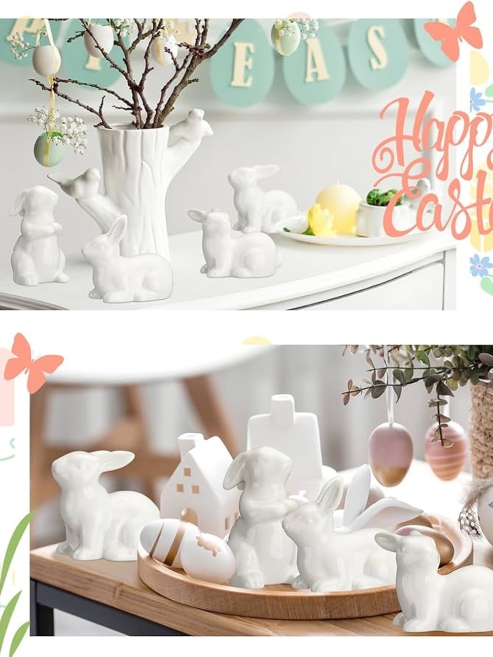 8pc Ceramic Bunny Figurine Decor - Picture 5 of 8